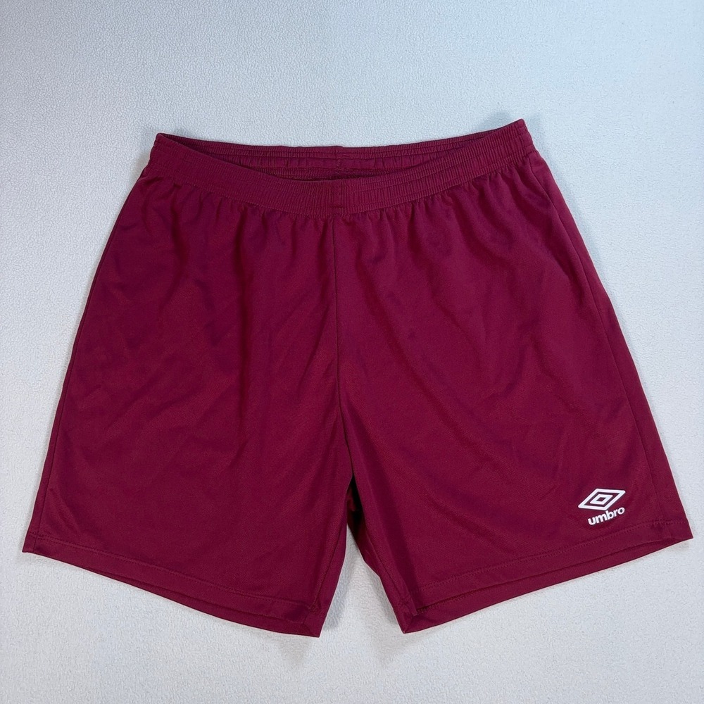 Umbro Lightweight 5.5" Shorts Mens L Burgundy Unlined Drawstring Breathable Logo